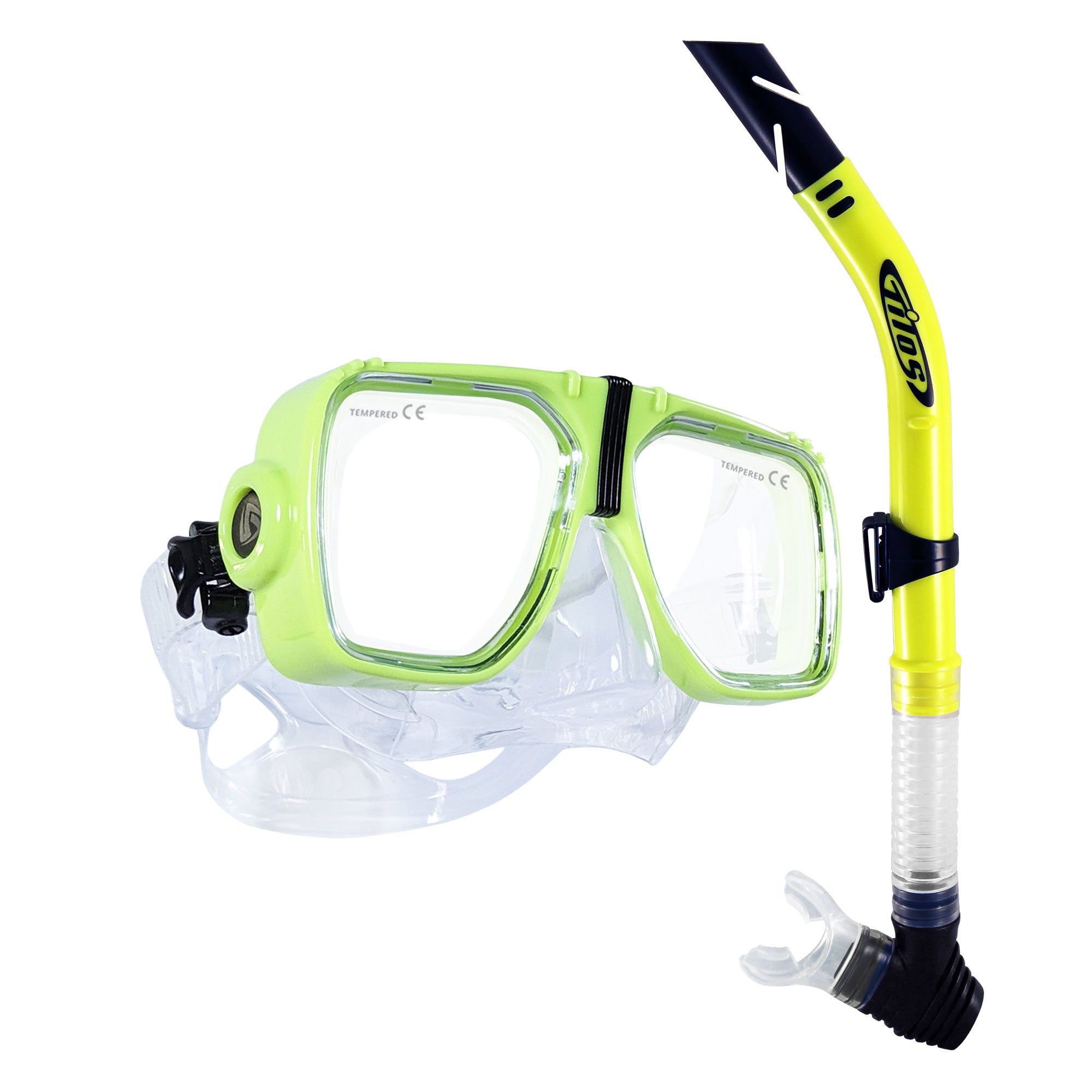 Tilos Universal Mask and Splash Snorkel Set in yellow — mask and snorkel set, alternate view