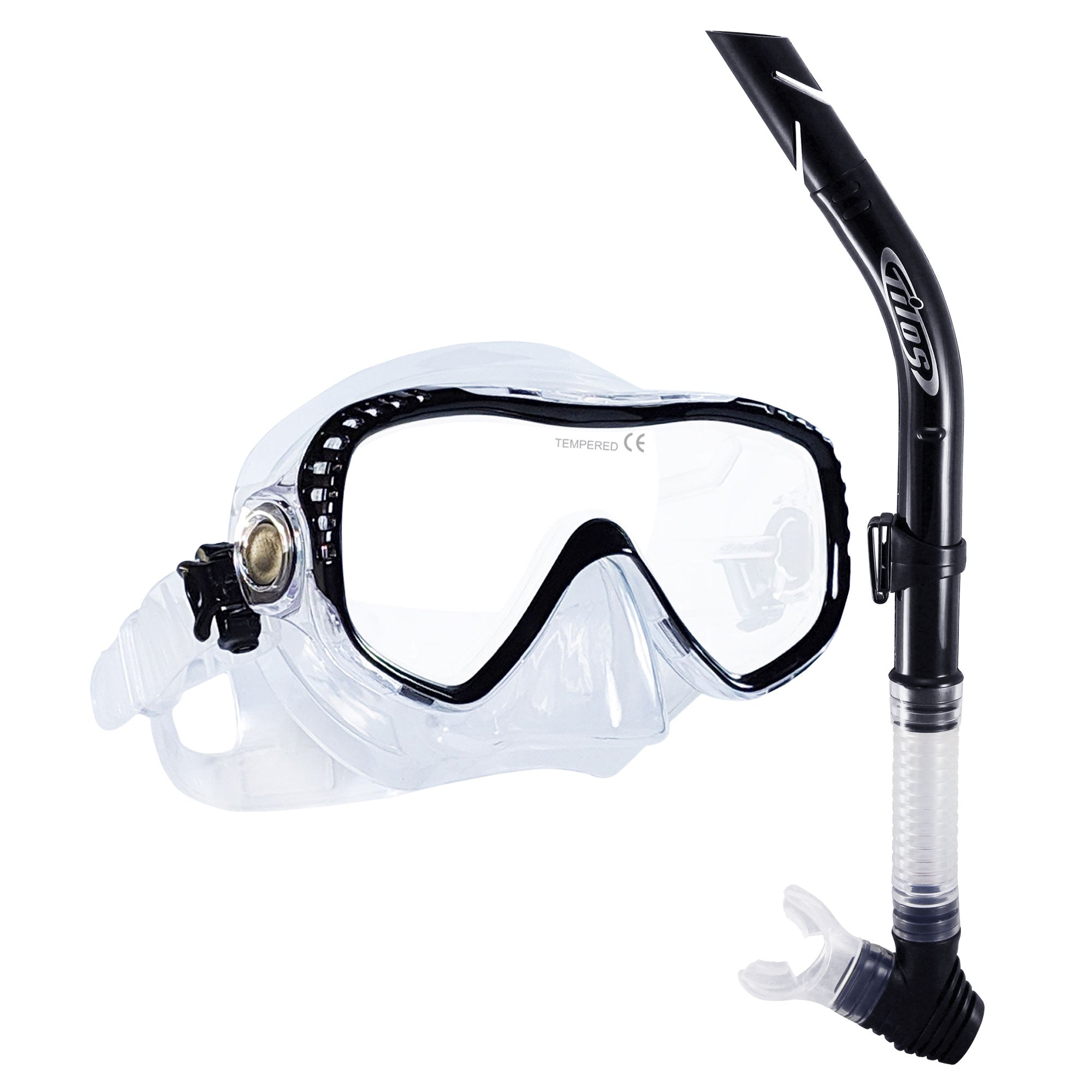 Tilos Visionary II Mask with Splash Snorkel Combo Set in black — mask and snorkel set, alternate view