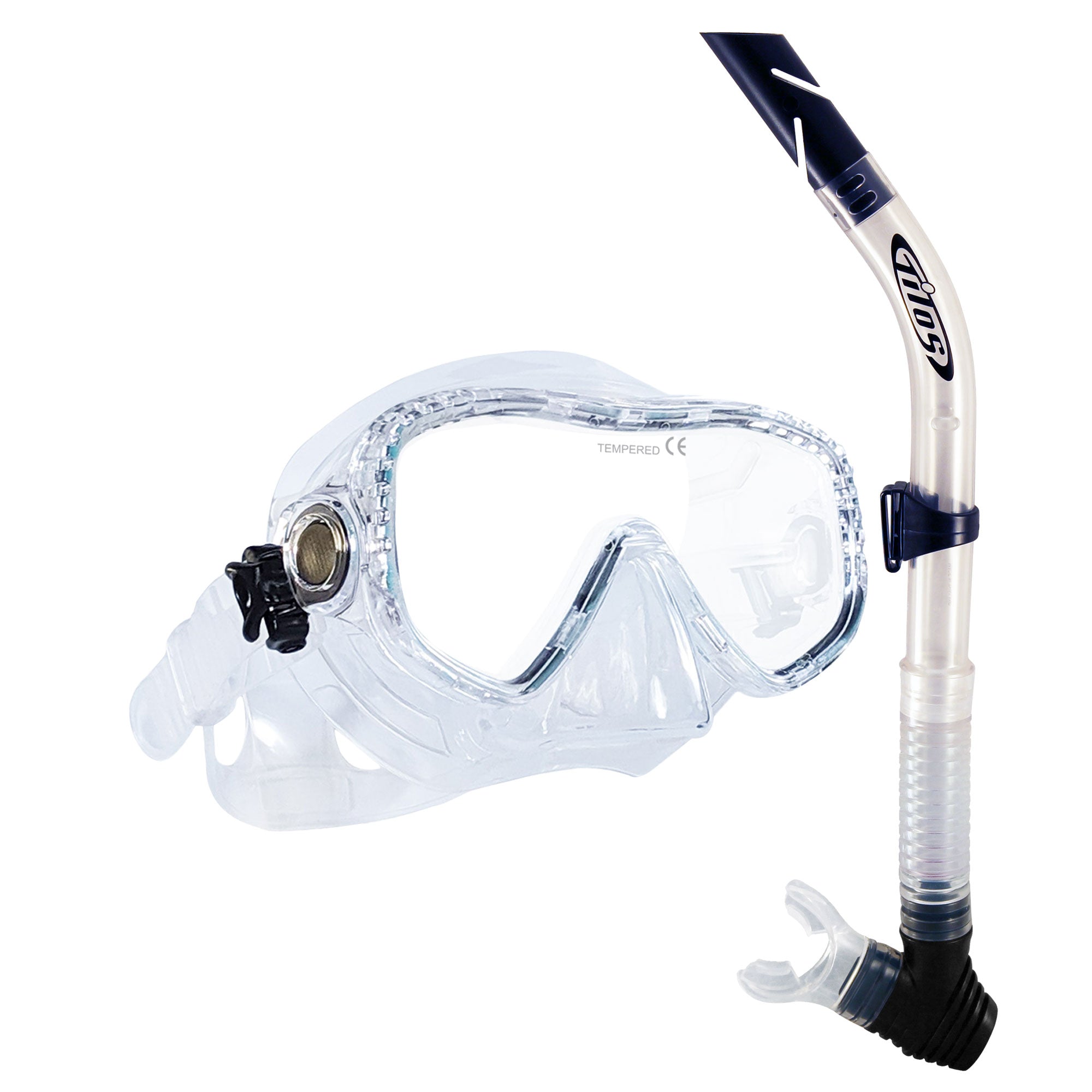 Tilos Visionary II Mask with Splash Snorkel Combo Set in clear — mask and snorkel set, alternate view