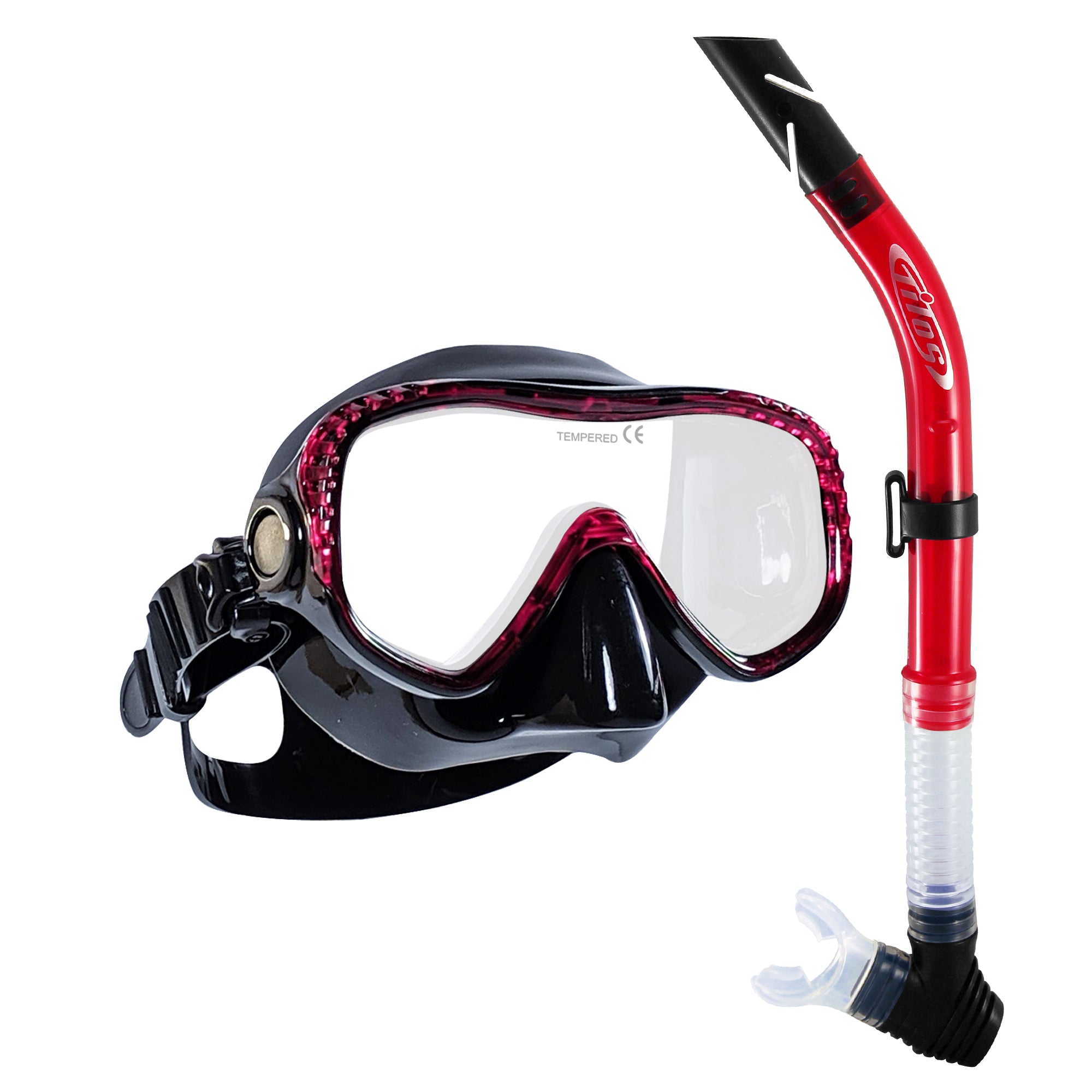 Snorkeler using the Tilos Visionary II Mask with Splash Snorkel Combo Set set at the surface