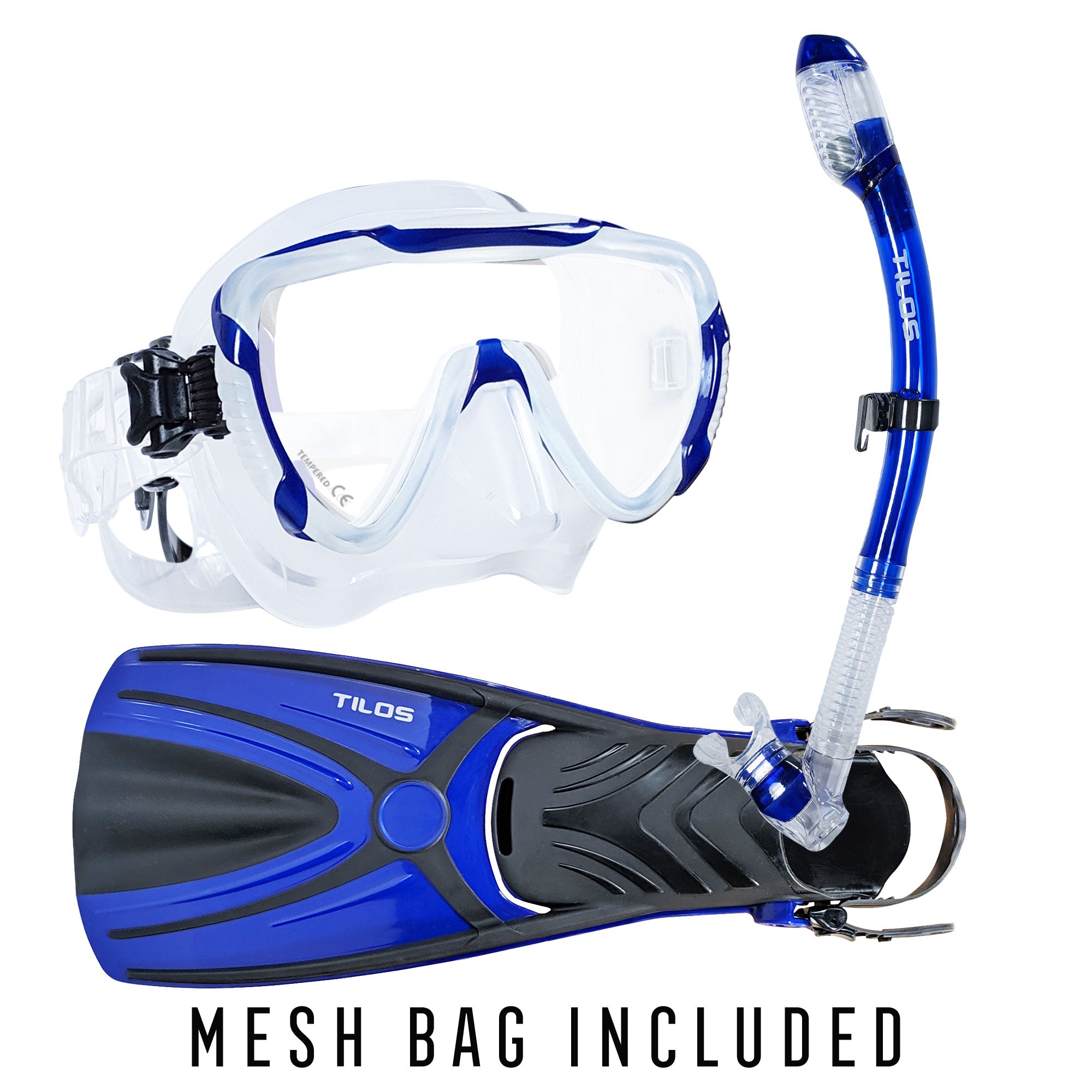 Morphi Mask with Diver Sleek Dry Snorkel and Aubade Fins Package — Tilos