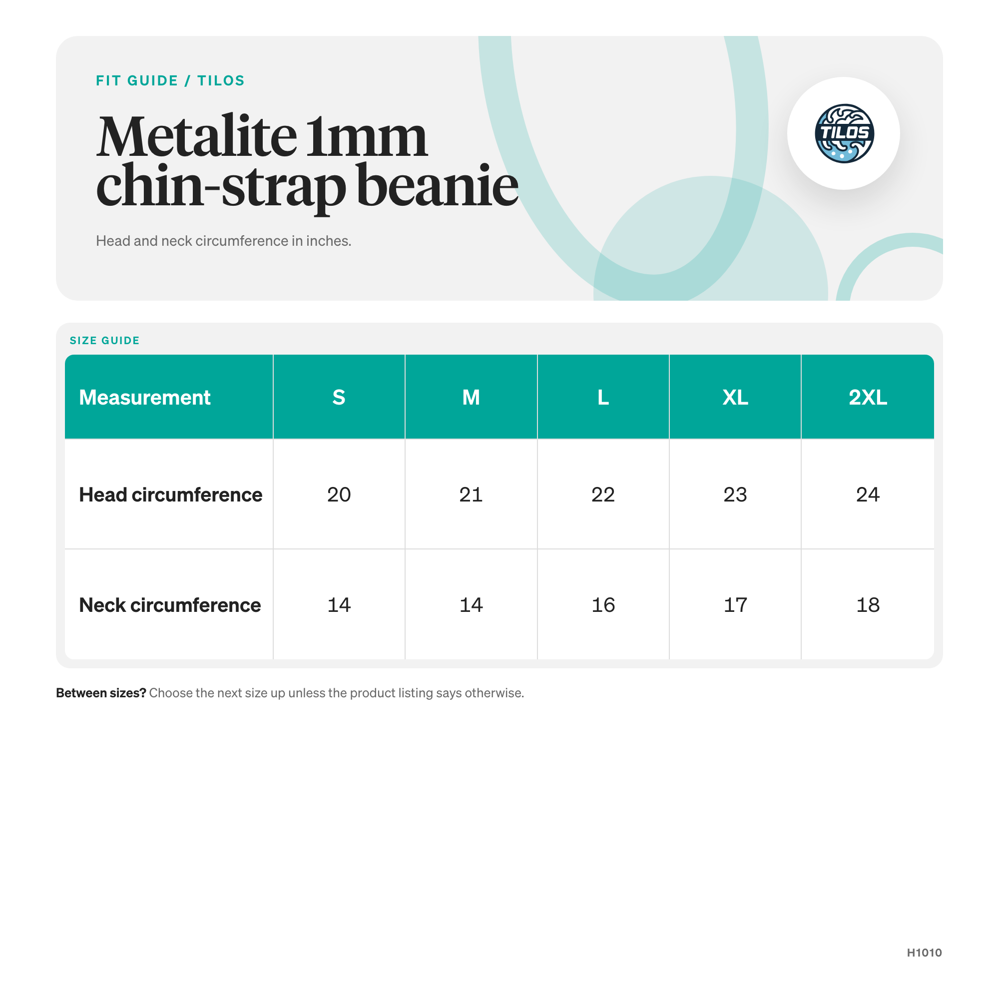 Tilos 1mm Titanium Neoprene Beanie size guide