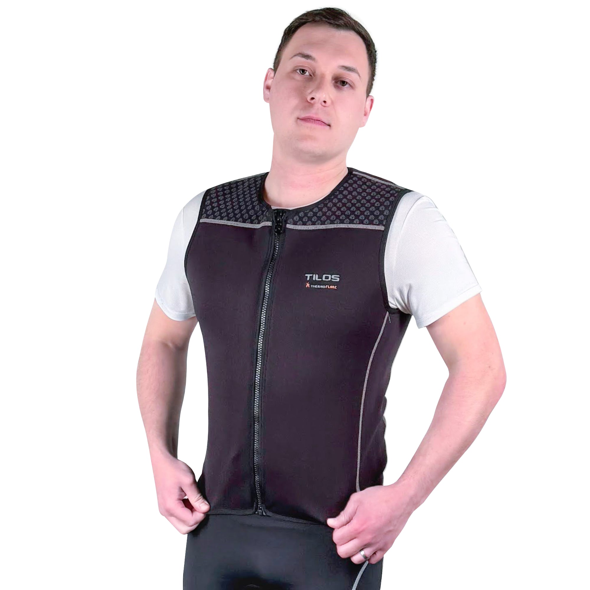 Tilos 1mm Mens Thermoflare Front Zip Vest — interior lining view