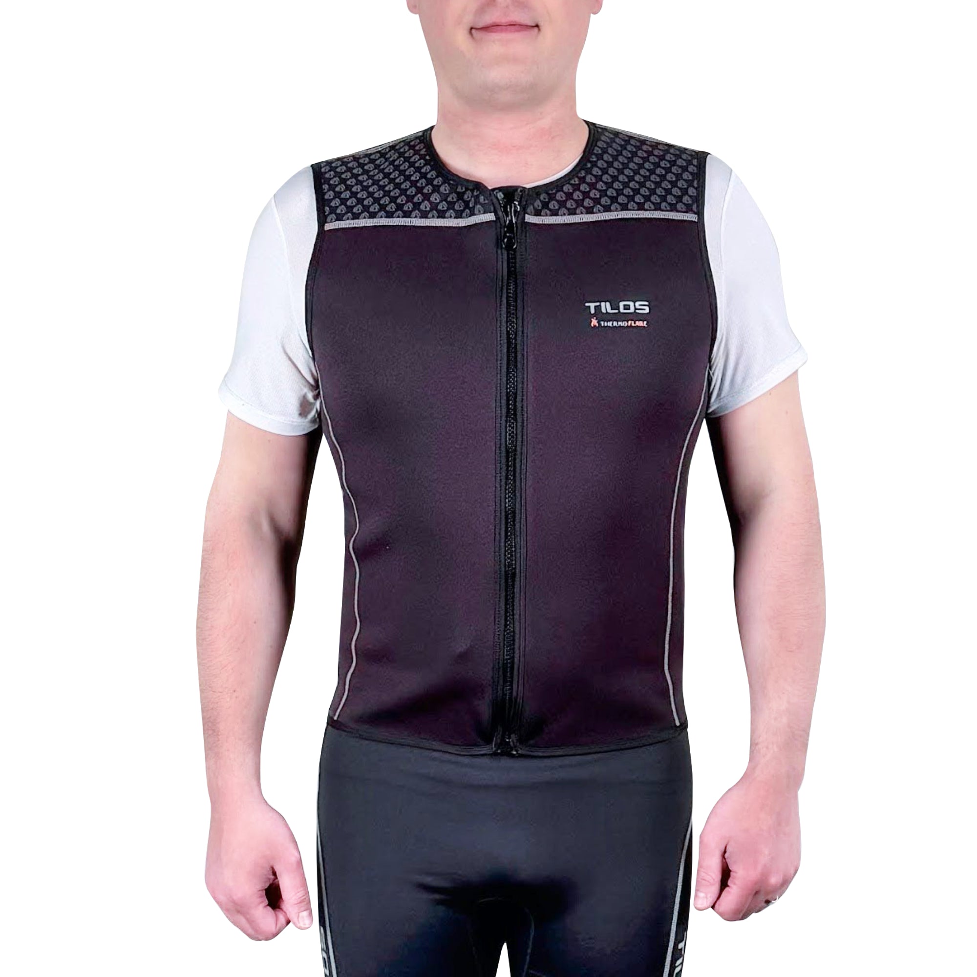 Tilos 1mm Mens Thermoflare Front Zip Vest — interior lining view