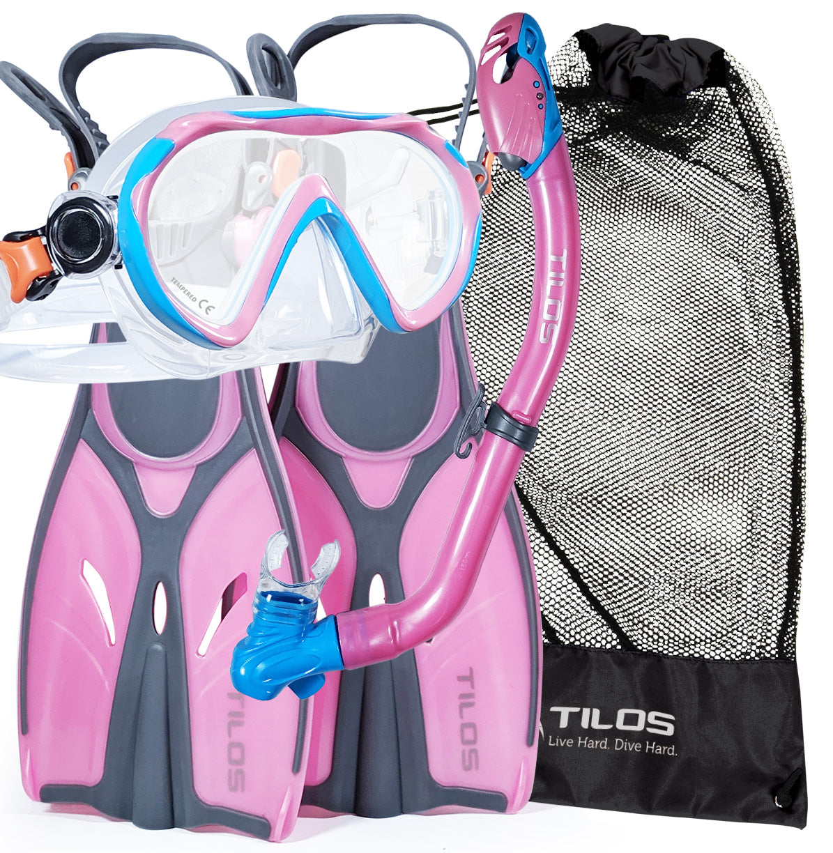 Tilos Jovie Junior Snorkeling Set with SOS Whistle — set components detail view