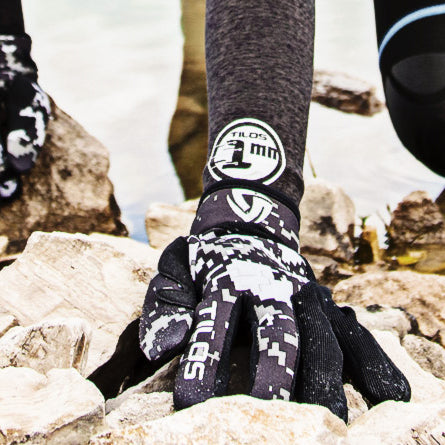 Tilos 1.5mm Tropical-X Mesh Gloves — neoprene dive glove, back of hand view