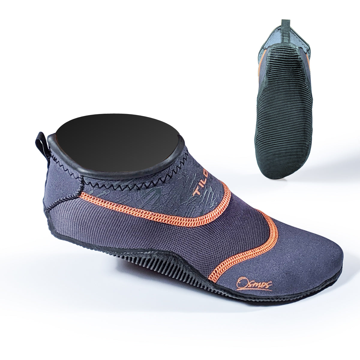 Tilos Osmos 1.5mm Water Sock in gray — water sock showing neoprene upper and sole