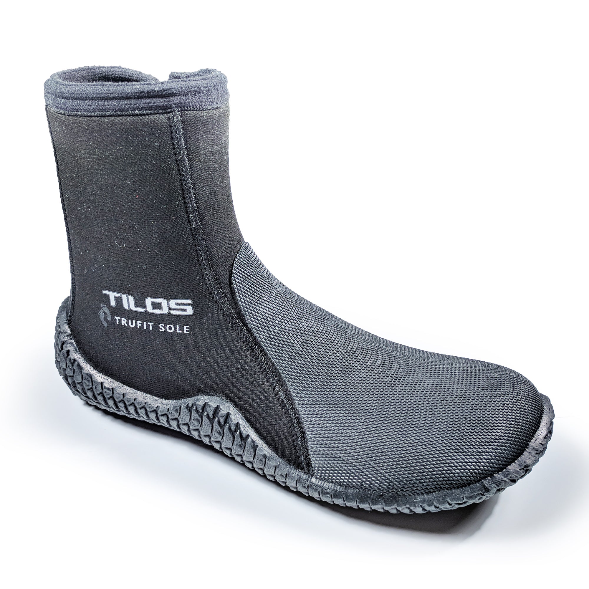 Tilos 5mm Thermoflare Semi-Dry Trufit Boot in black — side profile