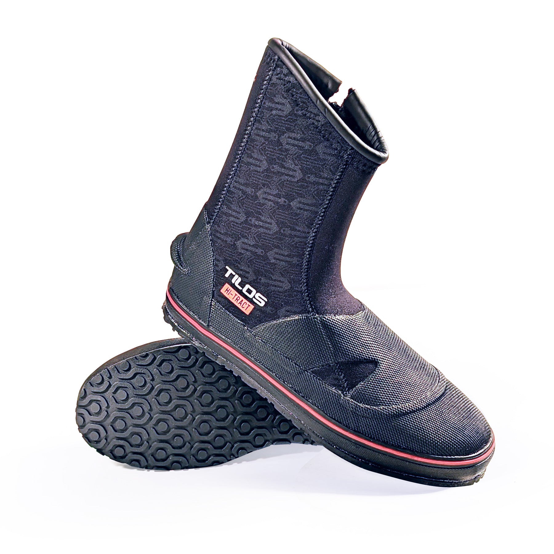 Tilos 6mm Thermoflare Hi Tract Semi-Dry Boot — dive boot showing neoprene upper and rubber sole