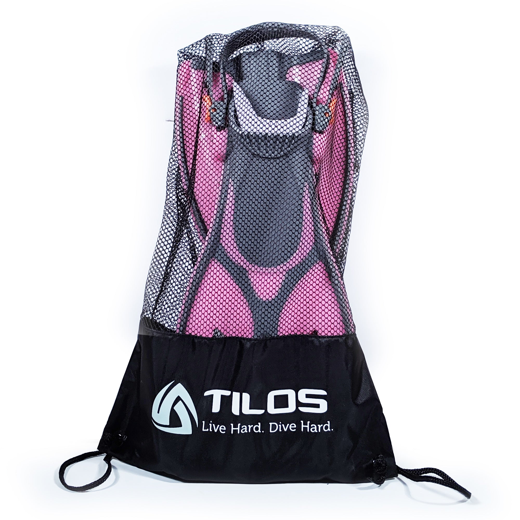 Tilos Kids Jovie Open Heel Snorkeling Fin in pink — kids fin showing blade and adjustable foot pocket