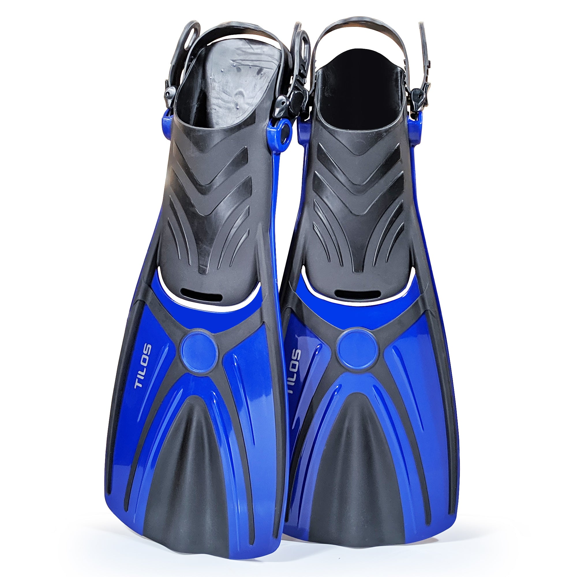 Tilos Aubade Open Heel Fin in blue — open heel fin, front view showing blade and foot pocket