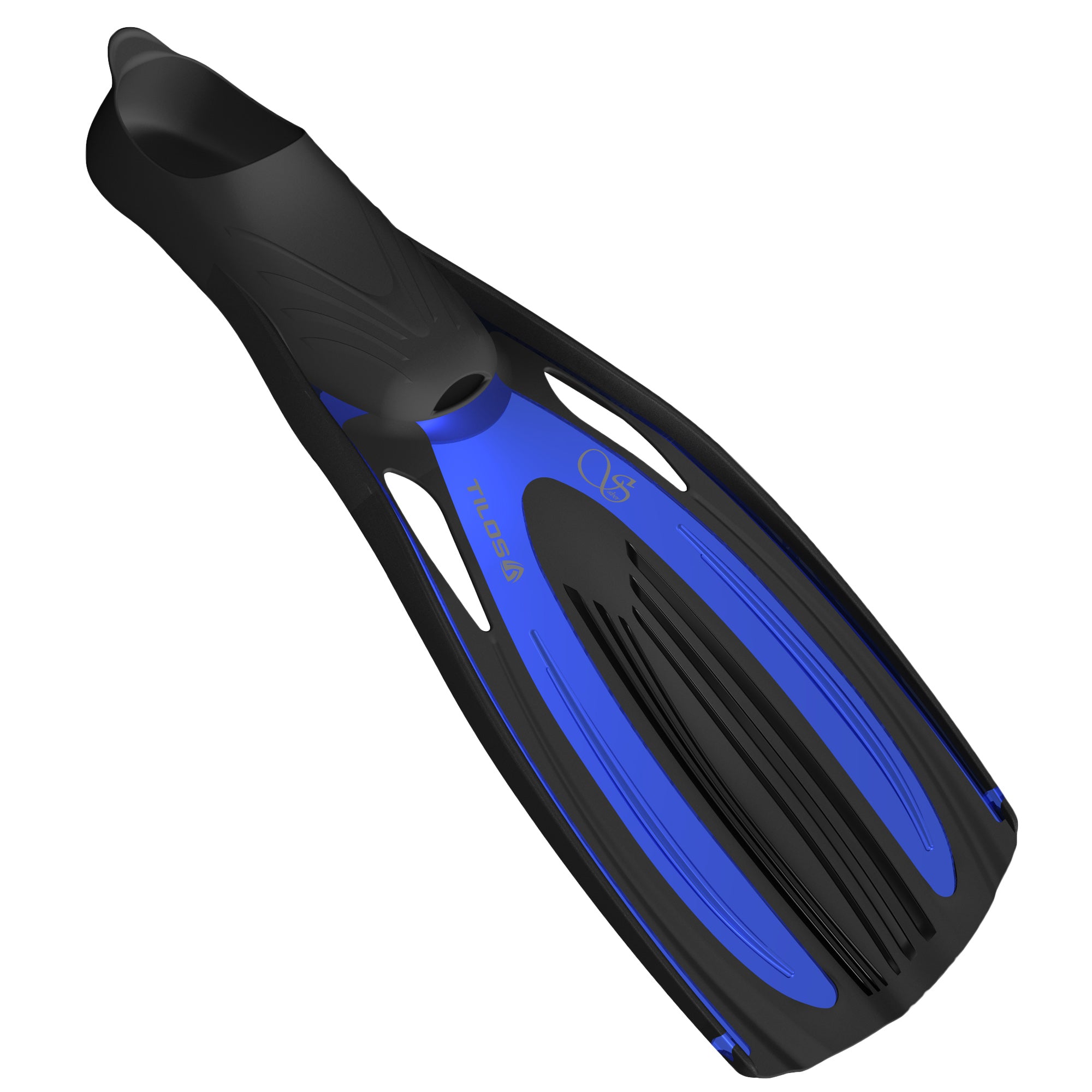 Tilos Saber Full Foot Fin in blue — full foot fin showing blade and foot pocket