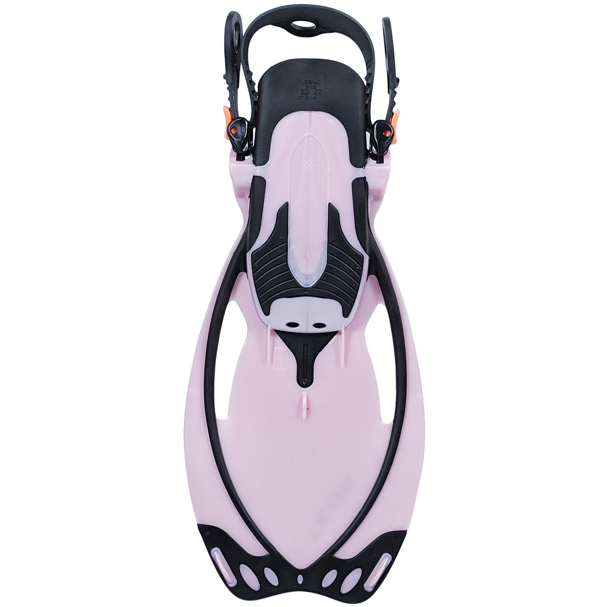 Tilos Vulcan Jr Open Heel Fin in pink — kids fin showing blade and adjustable foot pocket