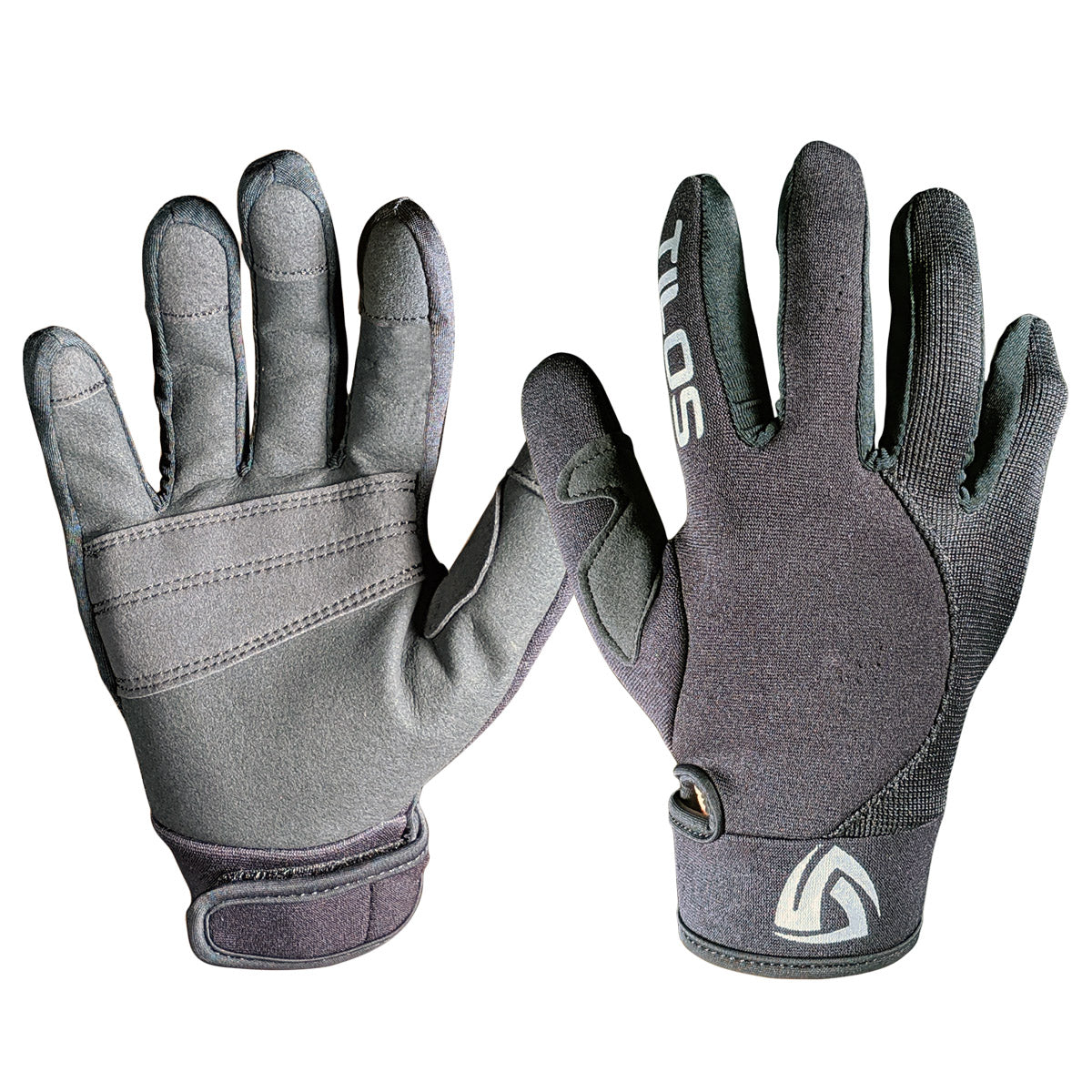 Tilos 1.5mm Tropical-X Mesh Gloves in black — neoprene dive glove, back of hand view
