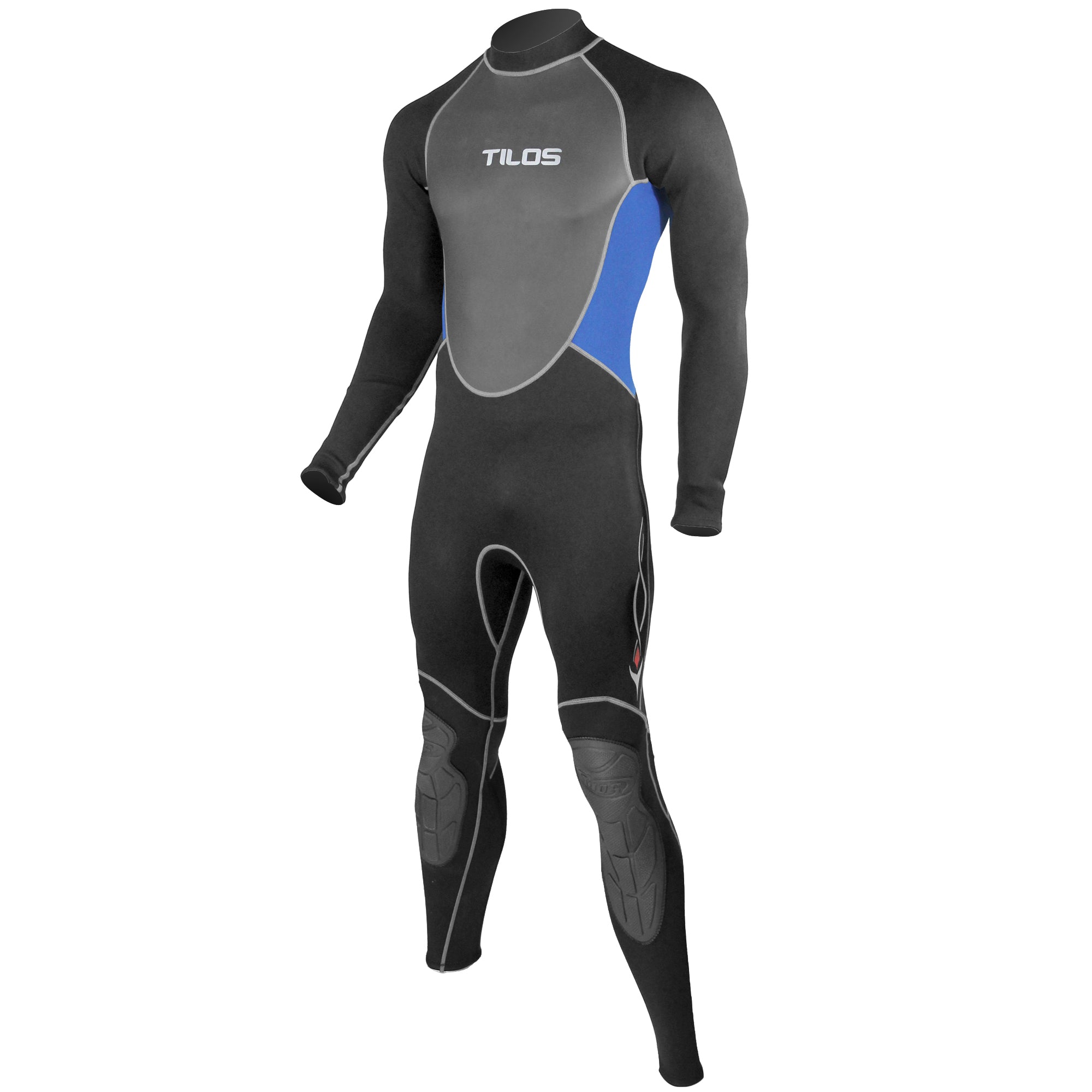 Tilos 3/2mm Tatex Kneepad Jumpsuit in blue — back view showing zipper