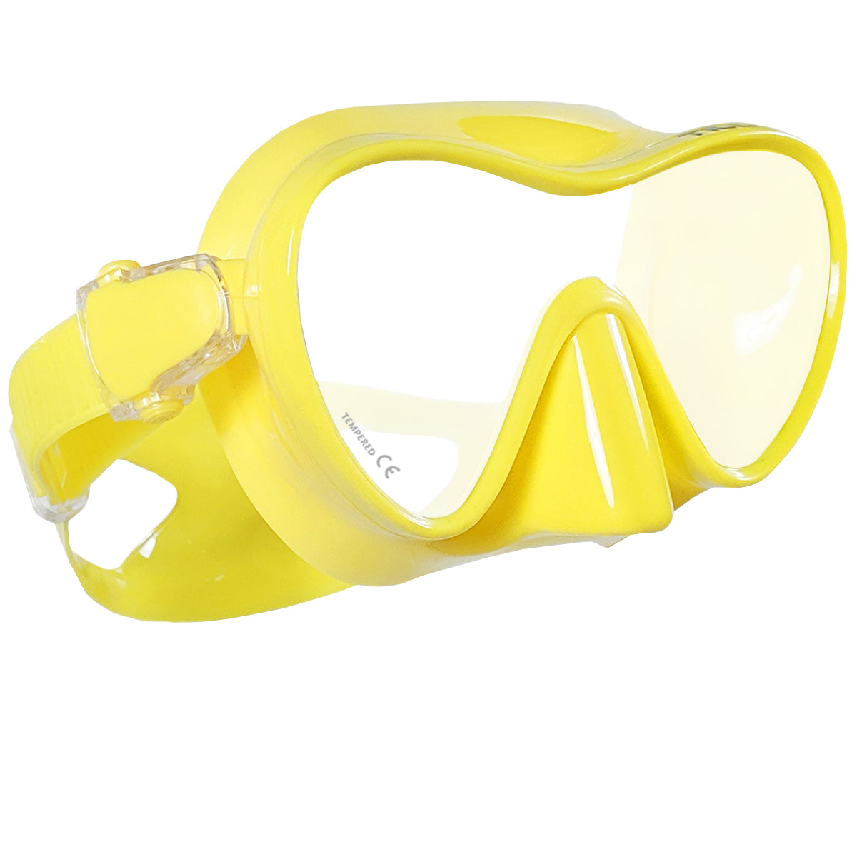 Tilos CoveOps Frameless Mask in yellow — front view showing lens and silicone skirt