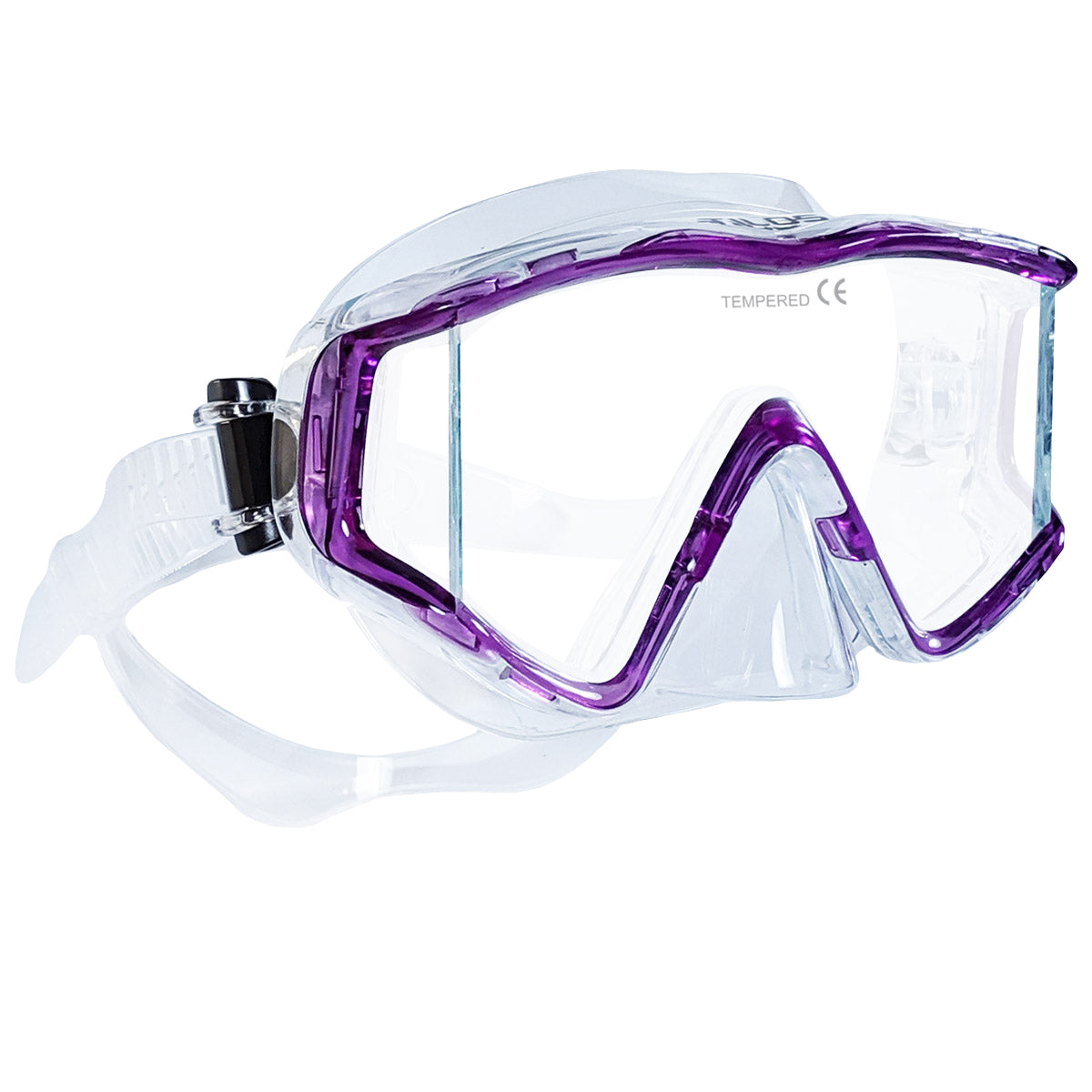 Tilos Single Lens Panoramic SG Mask — front view showing lens and silicone skirt