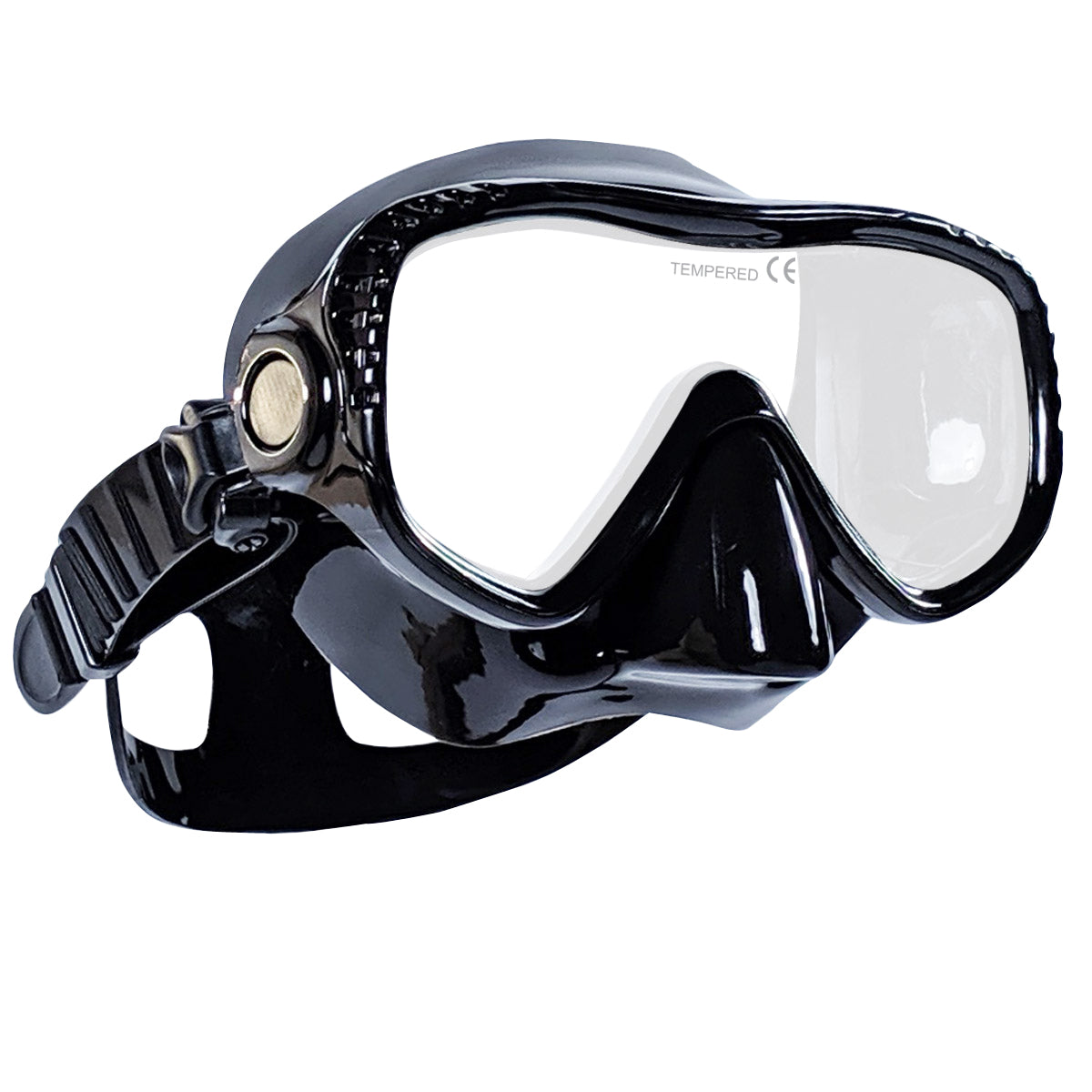 Tilos Visionary II Mask in black — front view showing lens and silicone skirt