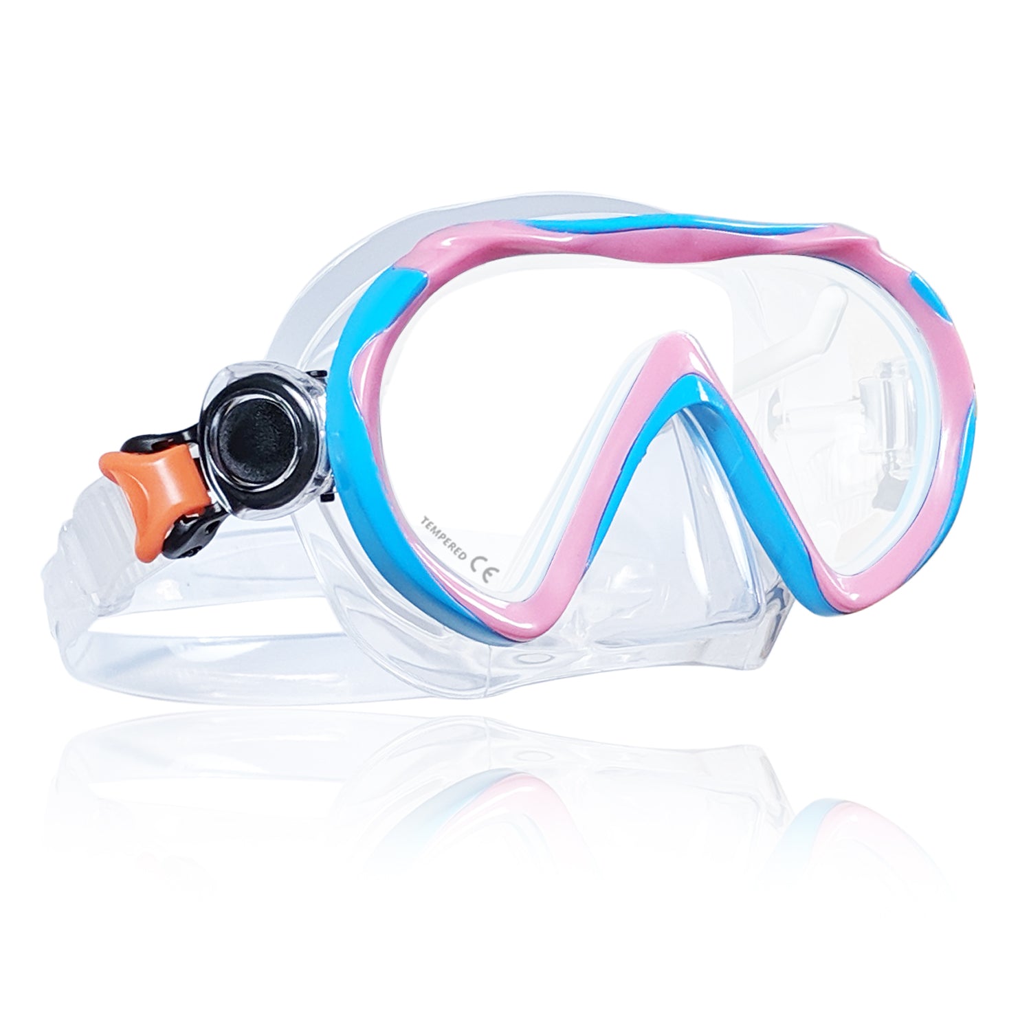 Tilos Jovie Single Lens Mask for Kids in pink — kids dive mask front view