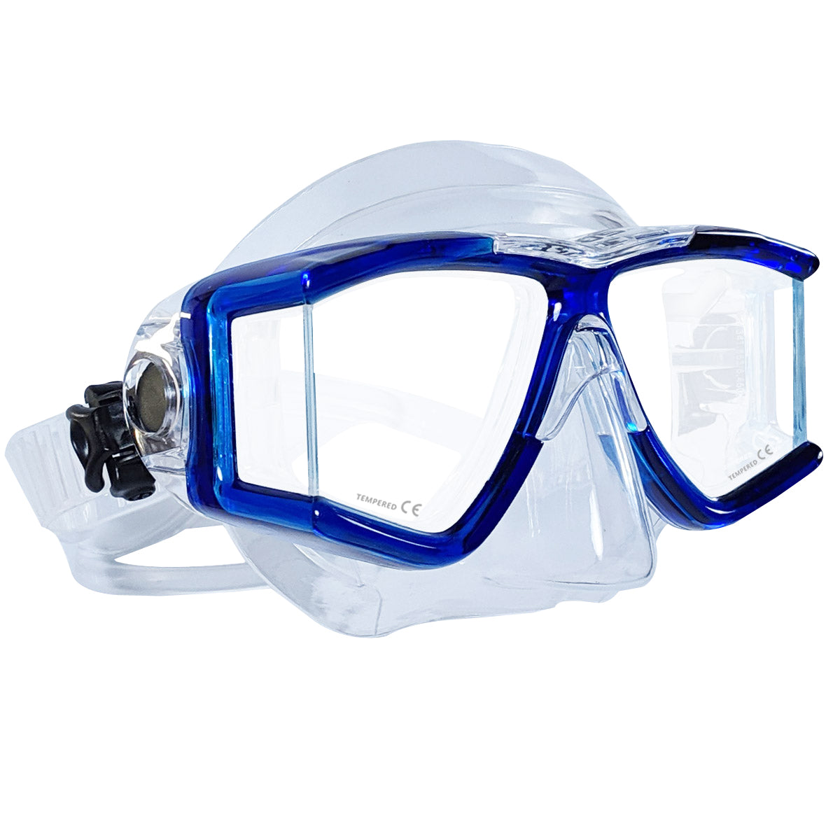 Tilos Kid's Panoramic Mask in teal blue — kids dive mask front view