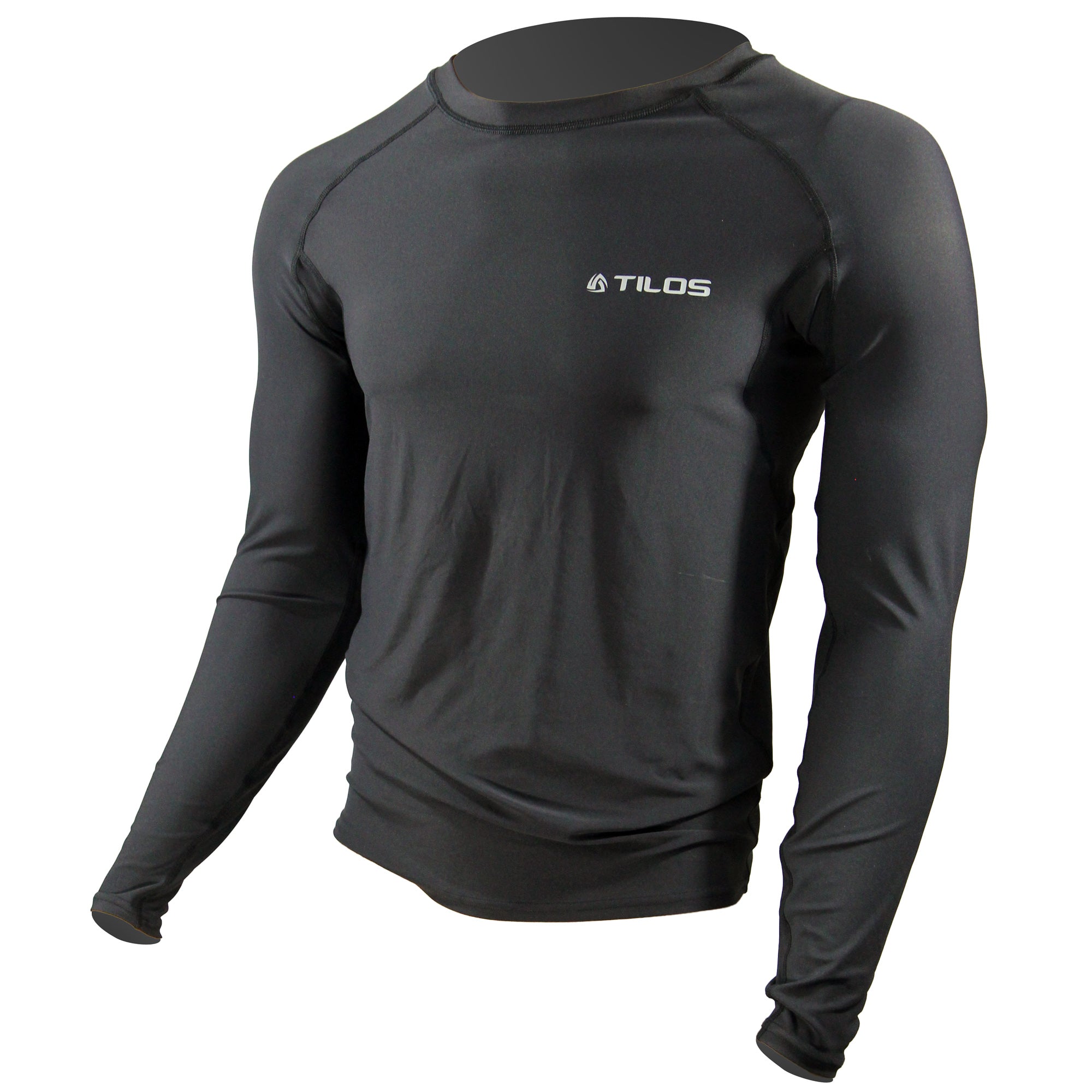Tilos Men's 6oz Anti-UV Long Sleeve Loose Fit Rash Guard in black — UPF sun protection top