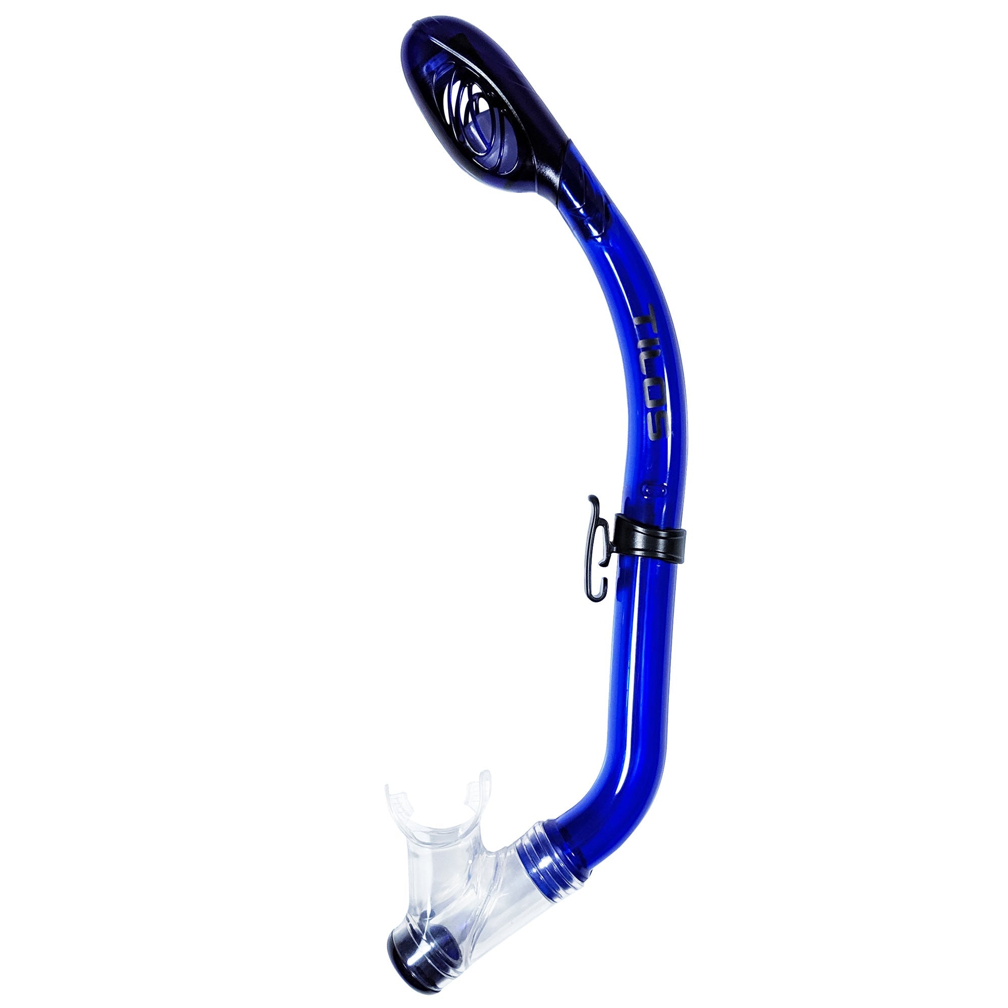 Tilos Crescent Snorkel Jr in blue — kids snorkel with mouthpiece