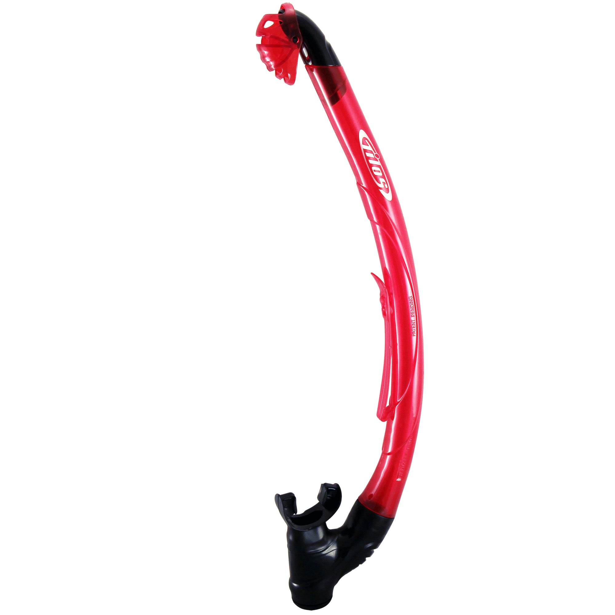 Tilos Oracle Dry Snorkel in black — full snorkel showing dry top valve and mouthpiece