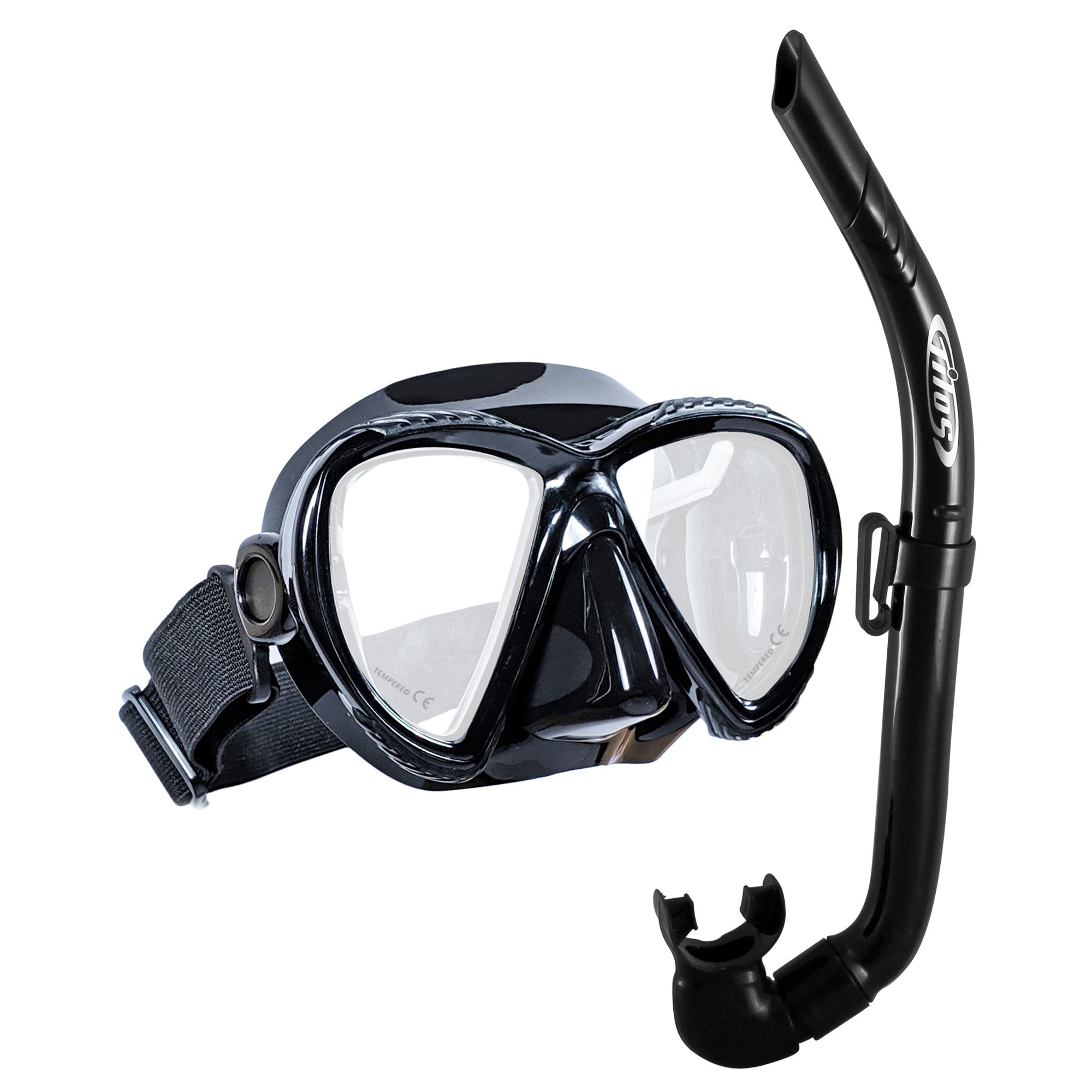 Tilos Cogito Mask with JX2 Snorkel Combo Set in black — mask and snorkel set, alternate view