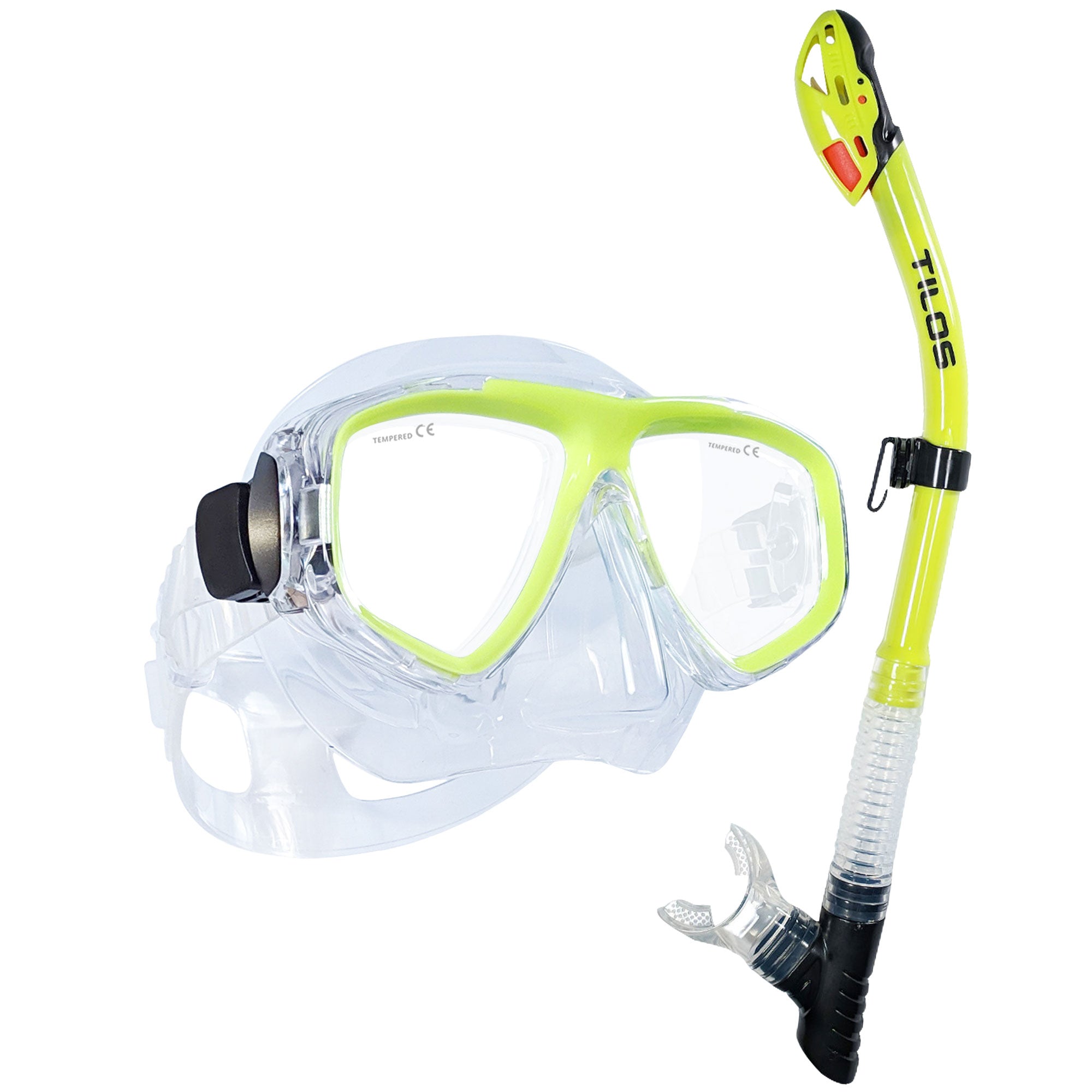 Tilos Fantasia Mask with Ari Dry Snorkel Combo Set in yellow — mask and snorkel set, alternate view