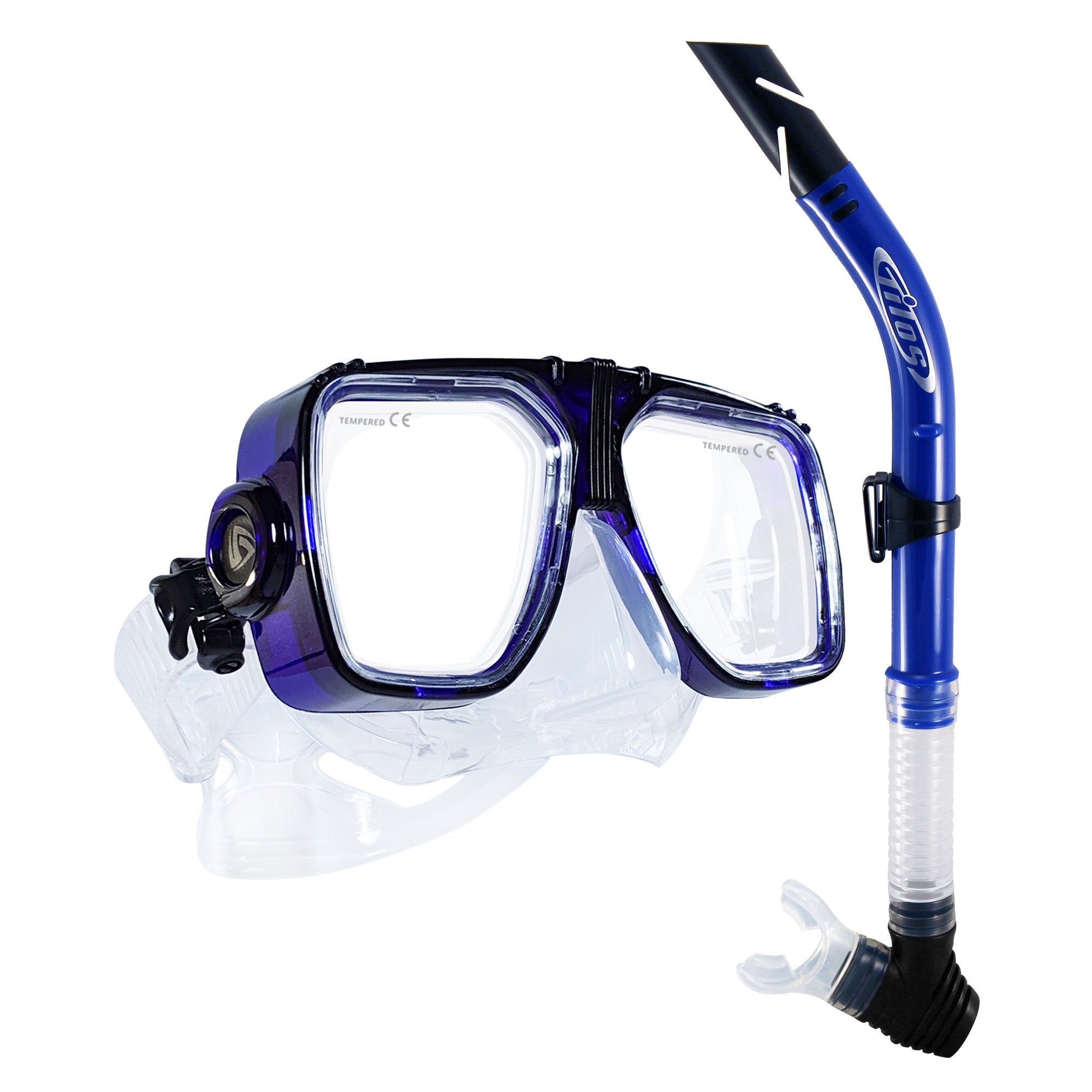 Tilos Universal Mask and Splash Snorkel Set in teal blue — mask and snorkel set, alternate view
