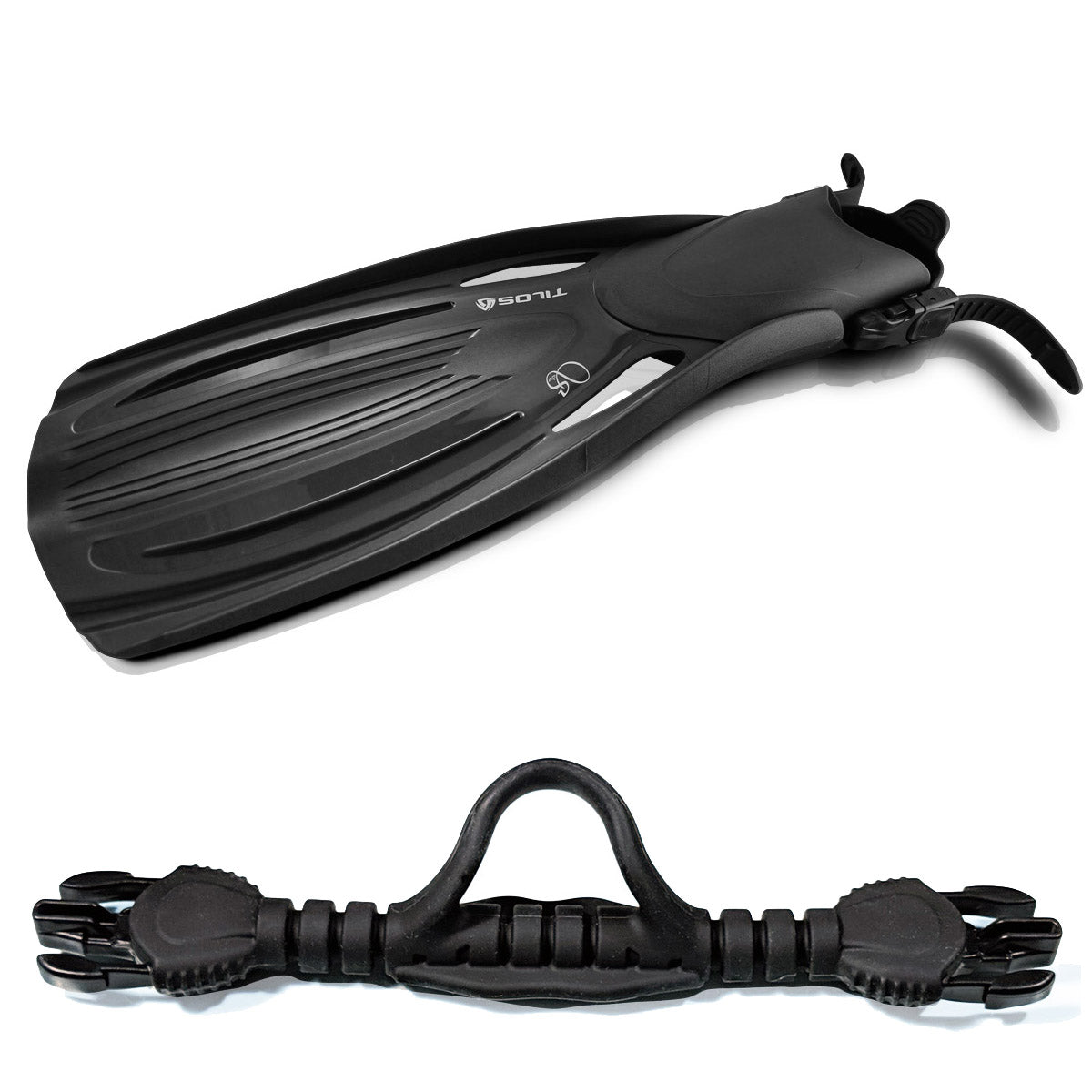 Tilos Saber Open Heel Fin — open heel fin, front view showing blade and foot pocket