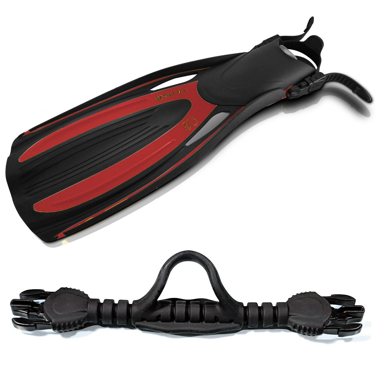 Tilos Saber Open Heel Fin — open heel fin, front view showing blade and foot pocket